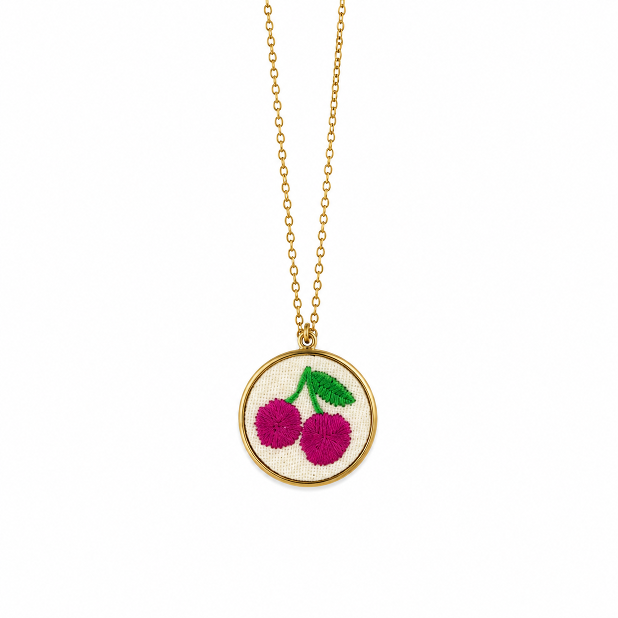 Collana Ciliegie Ricamate