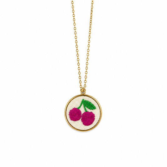 Collana Ciliegie Ricamate
